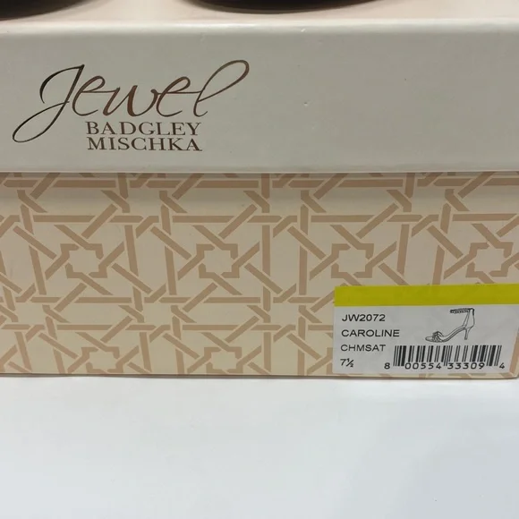 JEWEL BADGLEY MISCHKA Caroline Rhinestone Champagne Ankle Beaded Heels Size 7.5 - Picture 11 of 16